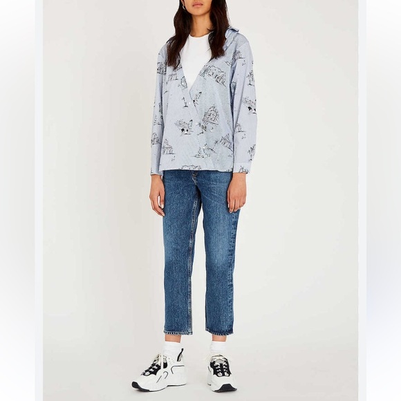 MAJE Lasane Cotton-Poplin Shirt Blouse Top - Picture 1 of 13